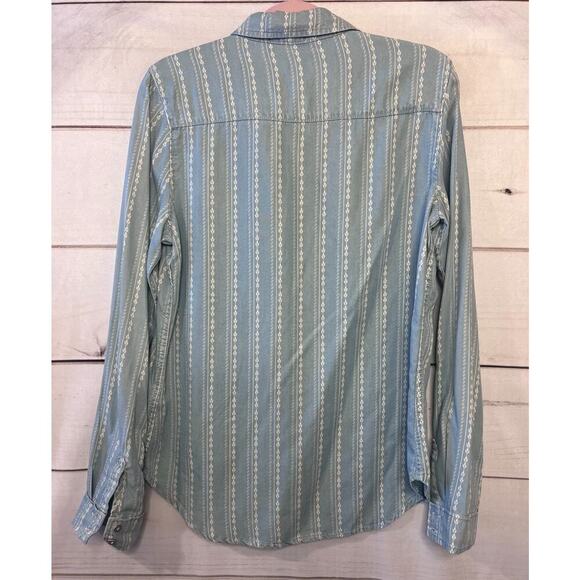 Paige Women's Top Sz MED Button Down Chambray With White Accents - Picture 6 of 6